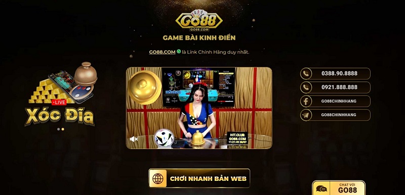 Giao diện chính của cổng game Go88 online
